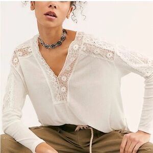 Free People Lola‎ Long Sleeve Top Blouse Size L